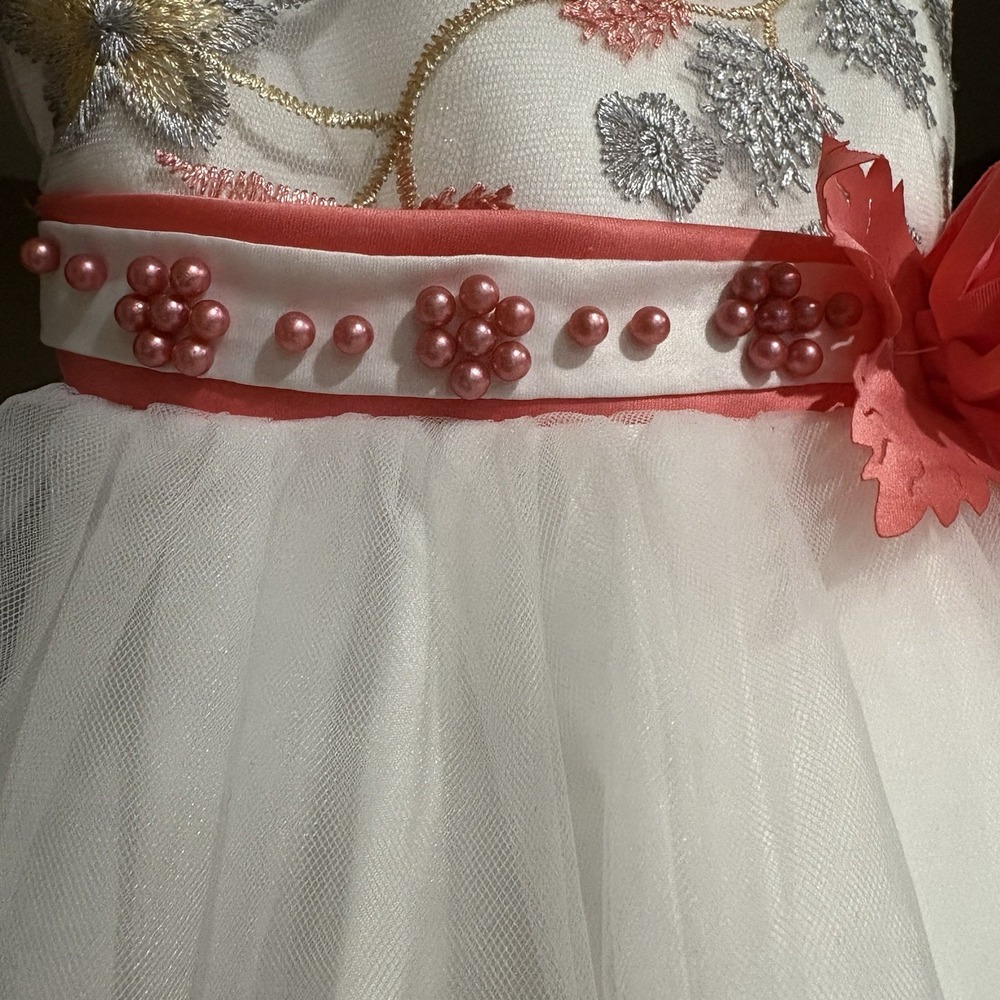 24m/2T Toddler Easter Flower Girl Lace Dress Wedding Formal Dresses Pink/peach - Picture 6 of 11